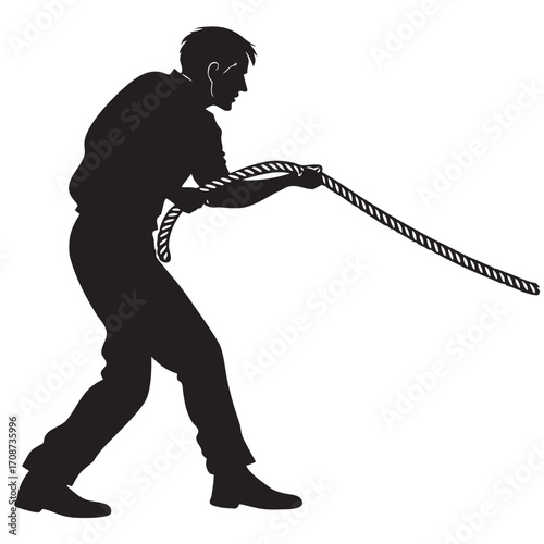 Person pulling heavy rope