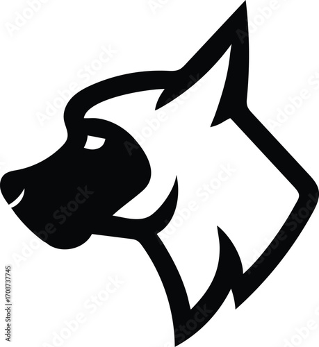 Minimalist Wolf Head Logo Design Black and White Silhouette