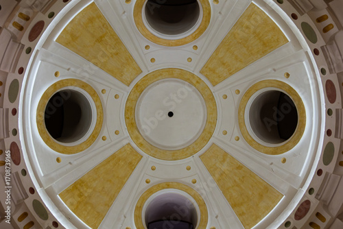 Architectural detail of interior wall and ceiling decorations