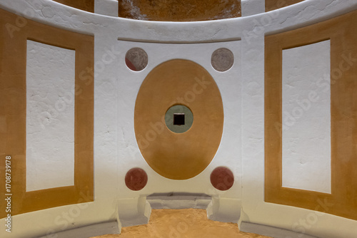 Architectural detail of interior wall and ceiling decorations