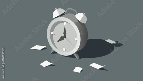 Retro illustration of a classic alarm clock with a bell ringing as a symbol of the time is money concept