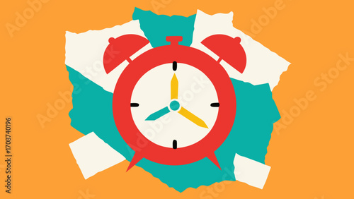 A vibrant vector illustration of a cartoon hand setting a clock's alarm, a business concept for managing time and meeting deadlines
