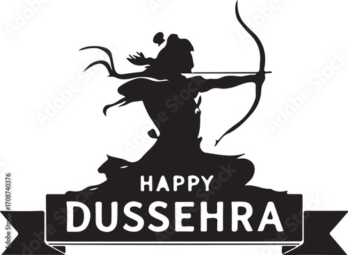 Happy dussehra vector image of lord rama with bow and arrow hindu festival graphic design illustration