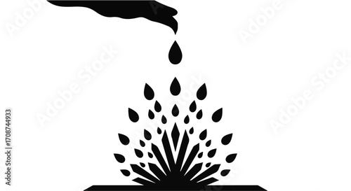 Hand gently nurturing a growing plant with a water drop, symbolizing care and new beginnings