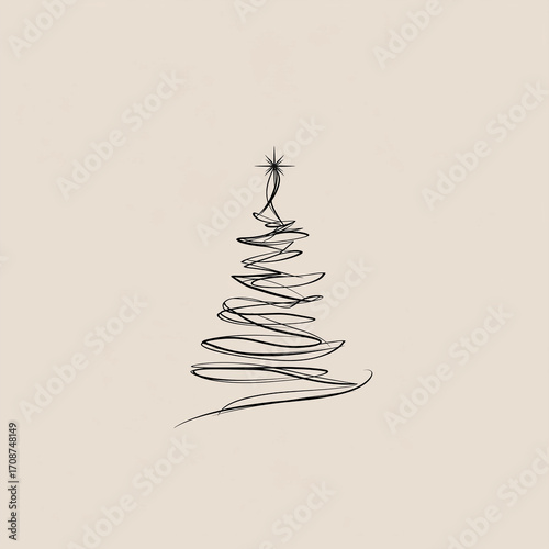 christmas tree painted with brush strokes isolated on white background.
