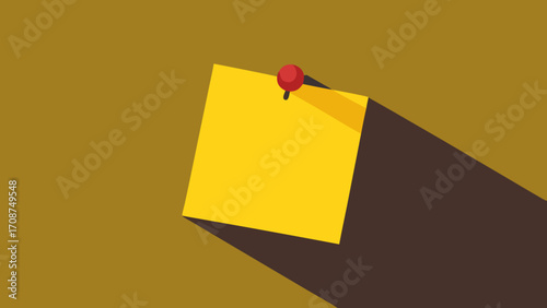 A close-up of a blank yellow sticky note on a cork board