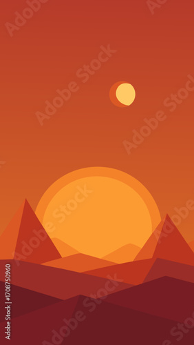 Low Poly Desert Pyramid With Glowing Lights Vector