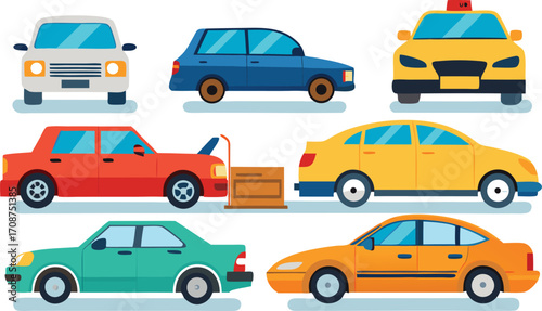 Diverse collection of scalable vector car illustrations for your design projects