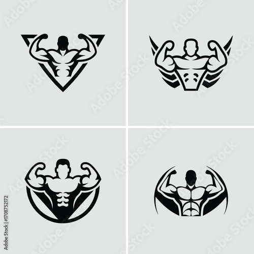 Illustration of a muscular arm flexing in a black and white style graphic art. Vector illustration