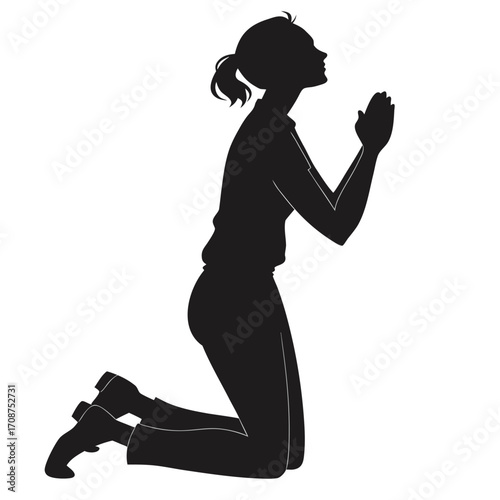 Woman praying kneeling