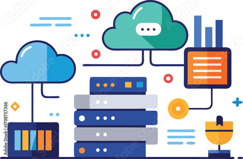 Cloud computing data storage and server network illustration scalable vector eps icon