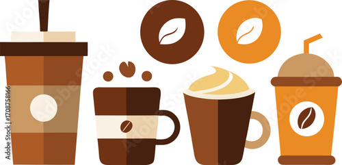 Vector coffee drinks collection delicious cafe beverages scalable eps illustration