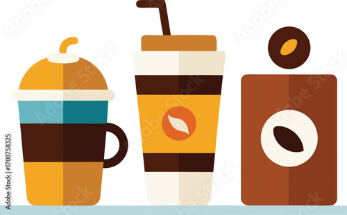 Vector illustration of a coffee drinks collection and coffee beans eps