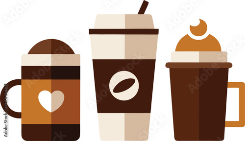 Diverse coffee drinks collection scalable vector illustration for eps files