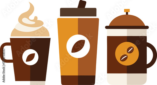 Collection of delicious coffee drinks vector illustration scalable eps icon pack