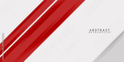red and white banner background with diagonal stripes