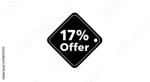 An eye-catching visual presentation to highlight a special offer of 17%, designed to grab attention and emphasize savings. This dynamic element is perfect for advertisements and promotions.