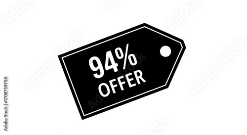 A simple tag displaying a striking 94% offer. Perfectly captures the essence of promotional sales and exciting opportunities.  vector illustration