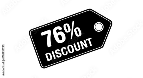 A bold and clear price tag announces a significant 76% discount, drawing attention and enticing potential buyers. vector illustration
