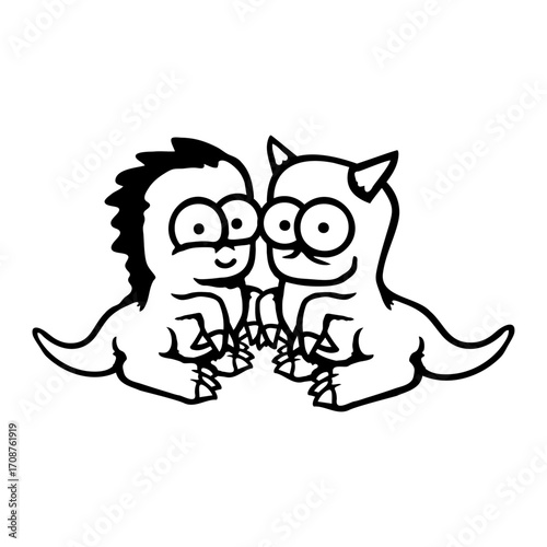 2 Dino Monster Aliens Crazy Weird Dinosaur Team