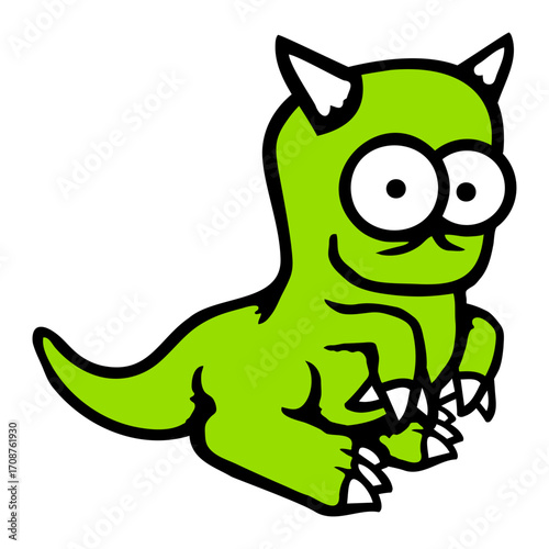 Dino Alien Monster Devil Horns Cool Dinosaur Comic