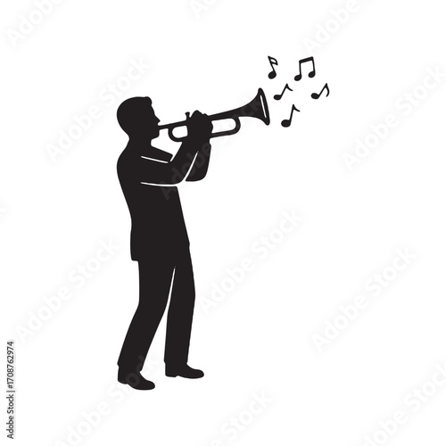 Trumpet Player Silhouette – Jazz Musician Vector Illustration