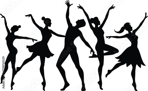 Dynamic dance silhouettes collection scalable vector illustration for eps files