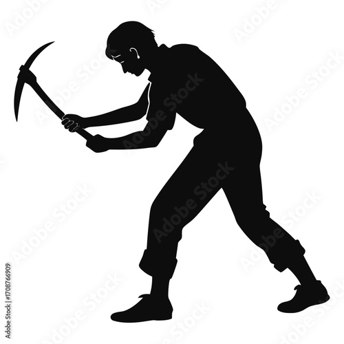 Man sharpening sickle