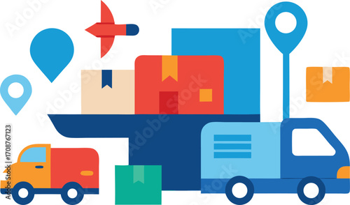 Modern vector illustration of delivery and logistics concepts for global shipping and transport