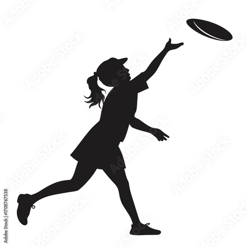 Girl tossing frisbee