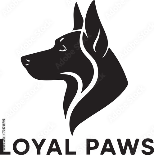 Striking German Shepherd Silhouette Design for Loyal Paws Pet Brand Identity
