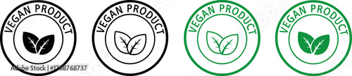 Vegan Product Badges: A visually striking set of vegan product badges, a symbol of ethical and plant-based consumption, crafted with minimalist detail.