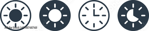 Time and Light: A visual sequence presents the passage of time through dynamic sun and moon icons and clock, indicating the transition from day to night.