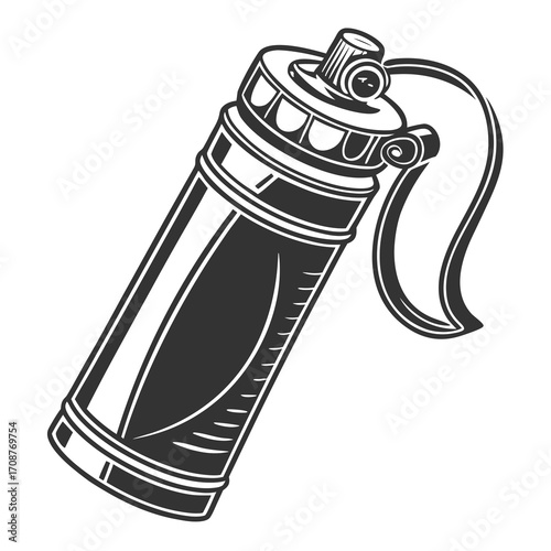 Stylized black and white illustration of a sports water bottle with a loop handle and a textured body perfect for fitness and hydration graphics
