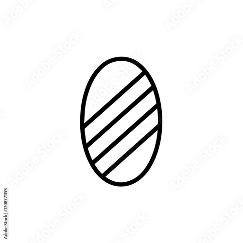 Minimalist Black and White Vector Icon of Diagonal Lines in Oval – Symbol of Flow and Pattern Recognition