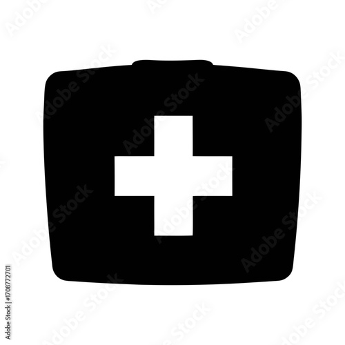 First aid kit medical emergency healthcare supplies safety equipment treatment box icon vector illustration