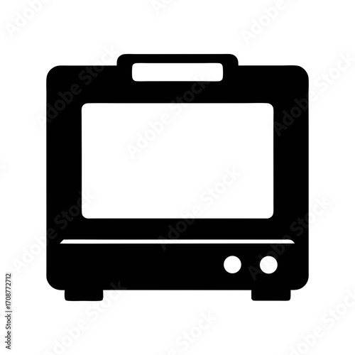 Illustration of a black countertop oven appliance for baking and cooking in the kitchen equipment