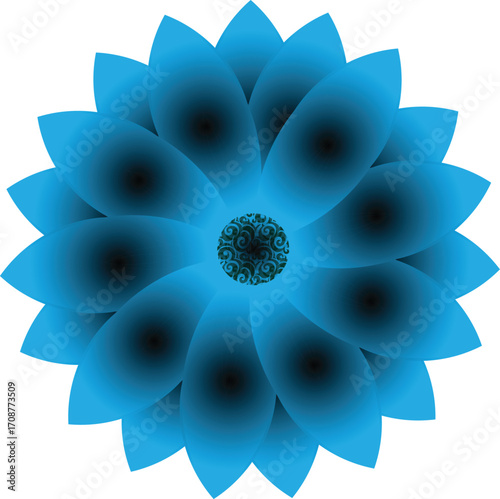 Blue Petal Floral: A vividly captivating illustration showcasing a single, flawless blue flower with intricately layered petals.