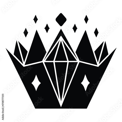 diamond studded crown   sparkling gems vector icon