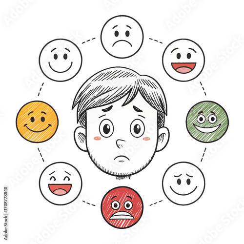 set of funny cartoon faces