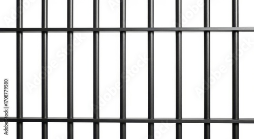 Wallpaper Mural A closeup view of black metal prison bars against a stark white background, representing confinement Torontodigital.ca