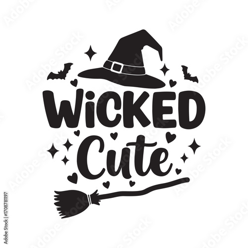 Wicked cute halloween themed graphic illustration with festive elements