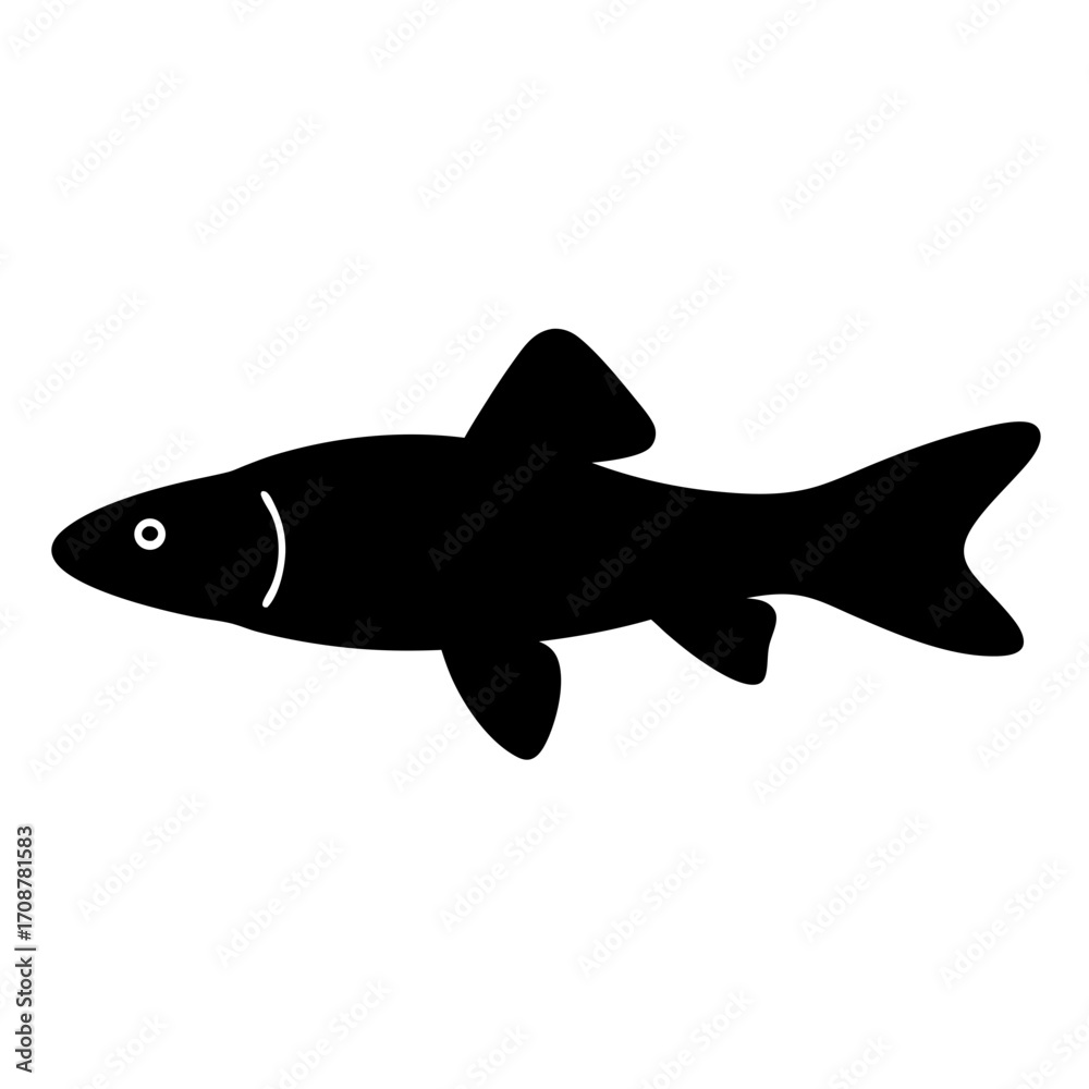Fototapeta premium Simple stylized illustration of a fish swimming in profile on a white background