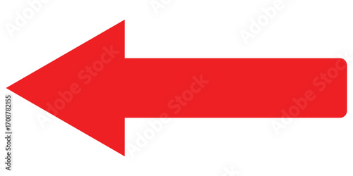 Red isolated vector icon set on white background. Long pointing arrowhead icons on isolated white page. EPS 10. 