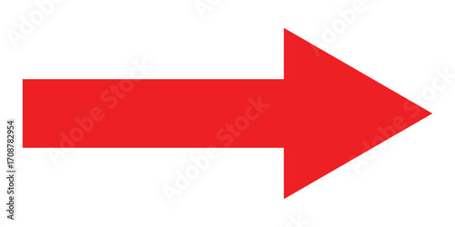 Red isolated vector icon set on white background. Long pointing arrowhead icons on isolated white page. EPS 10. 