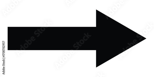 Black long isolated vector arrow icon on white background. Simple pointing illustration arrows on white page. Graphical long line arrow icon set on isolated page. EPS 10. 