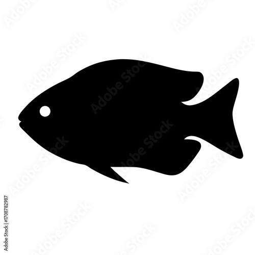 Black Silhouette Image of a Fish, Likely a Flatfish or Similar Species