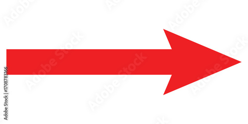 Red isolated vector icon set on white background. Long pointing arrowhead icons on isolated white page. EPS 10. 