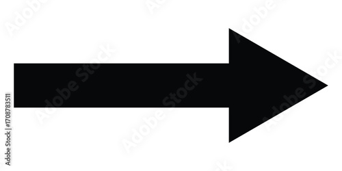 Black long isolated vector arrow icon on white background. Simple pointing illustration arrows on white page. Graphical long line arrow icon set on isolated page. EPS 10. 