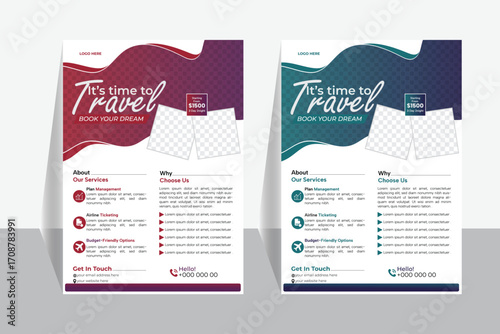 Travel poster or flyer template design . 